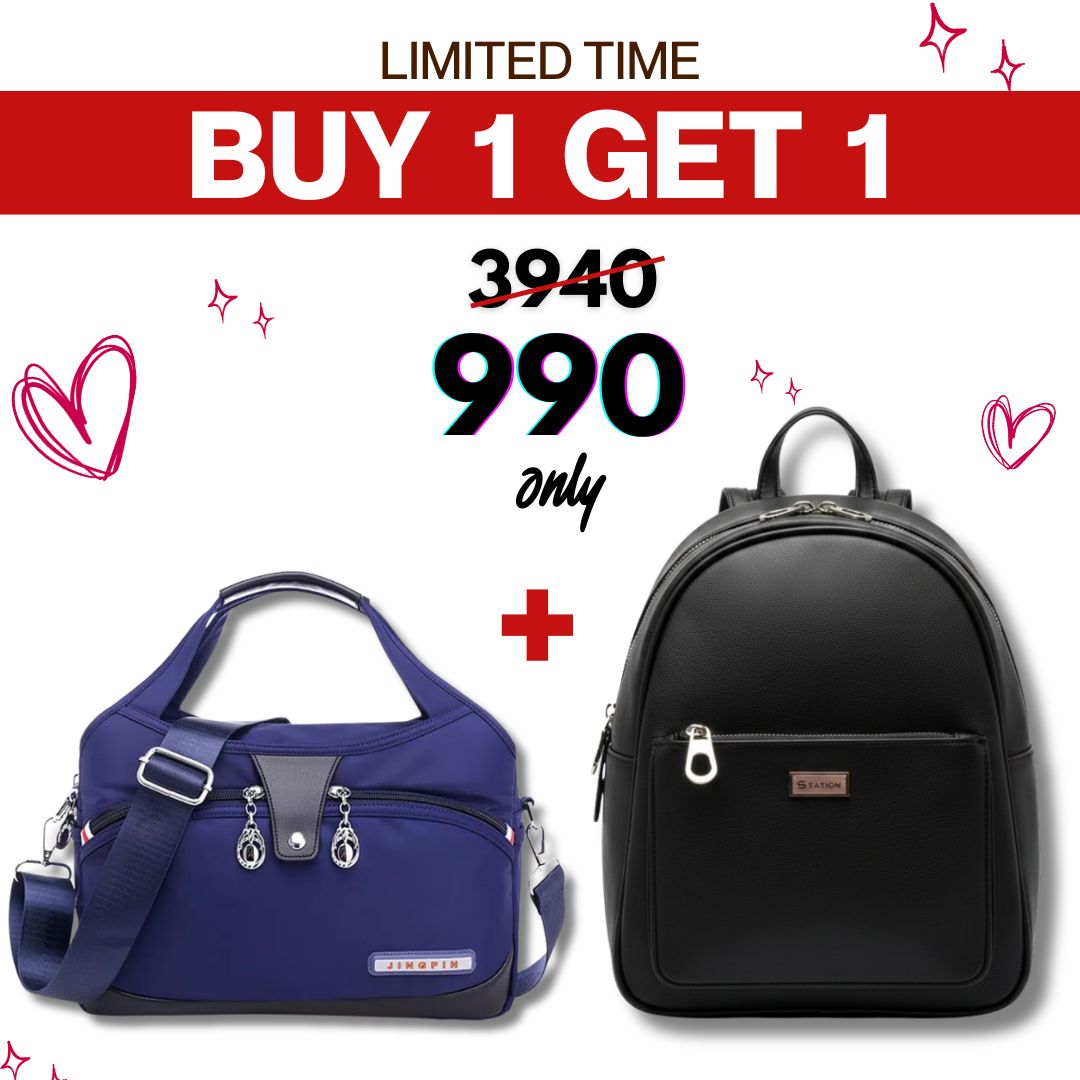 Black BackPack + Blue Oxford Bag