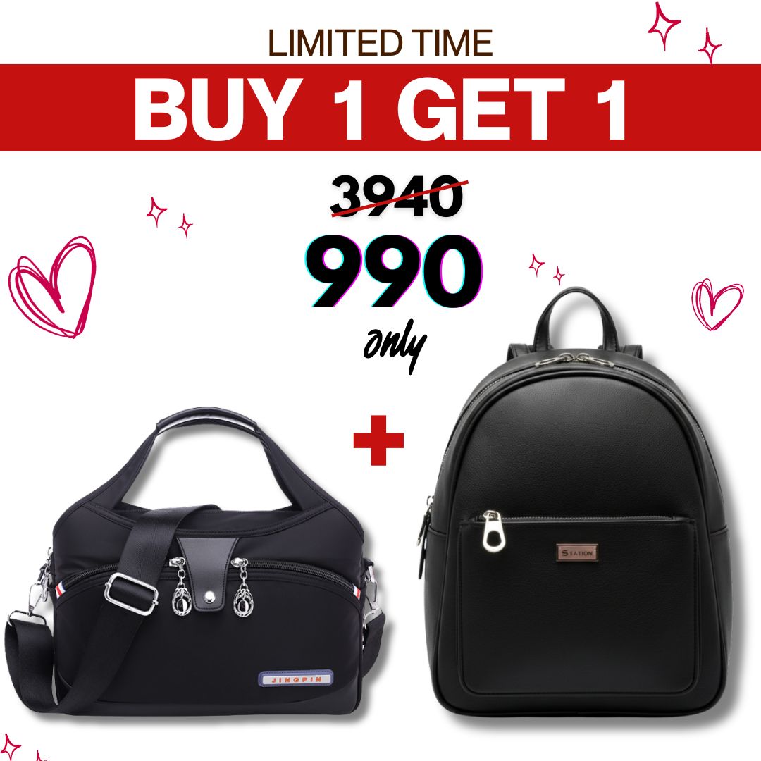 Black BackPack + Black Oxford Bag