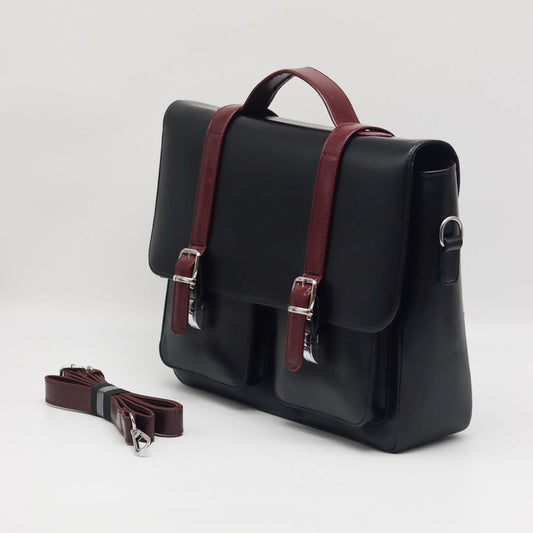 Budget Boss Executive Bag -Black with Maroon staps