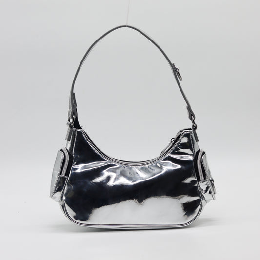 Glossy shoulder bag -Silver