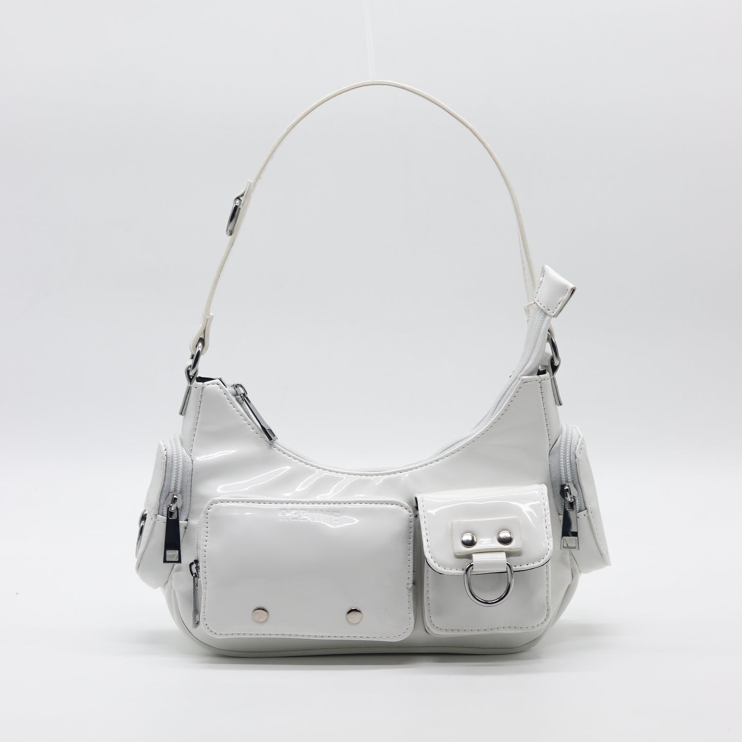 Glossy shoulder bag -White