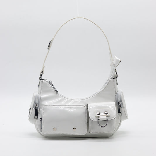 Glossy shoulder bag -White