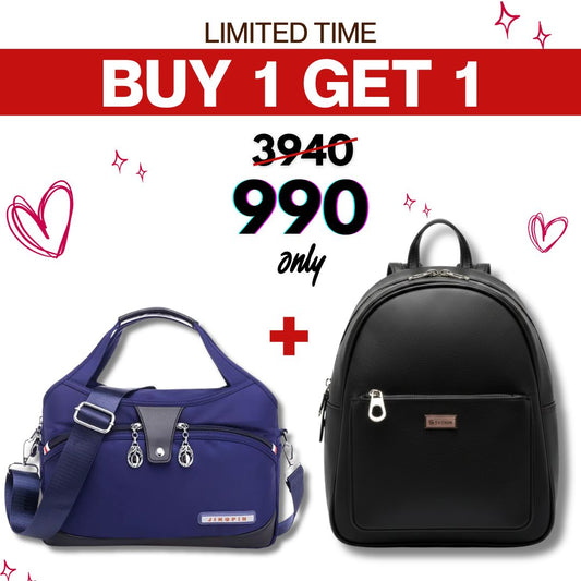 Black BackPack + Blue Oxford Bag