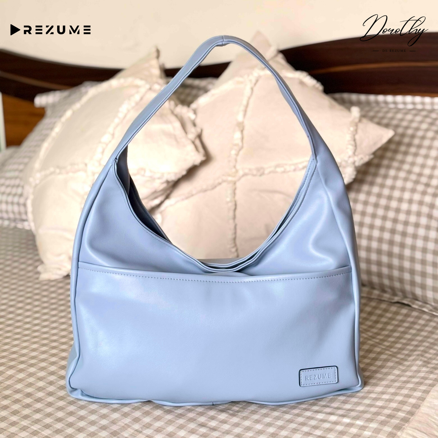 Retro Casual PU Leather Commuter Shoulder Bag - Ice Blue