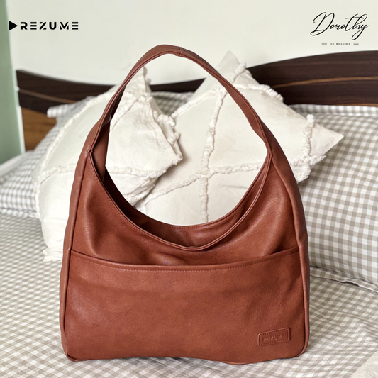 Retro Casual PU Leather Commuter Shoulder Bag - Rust Brown