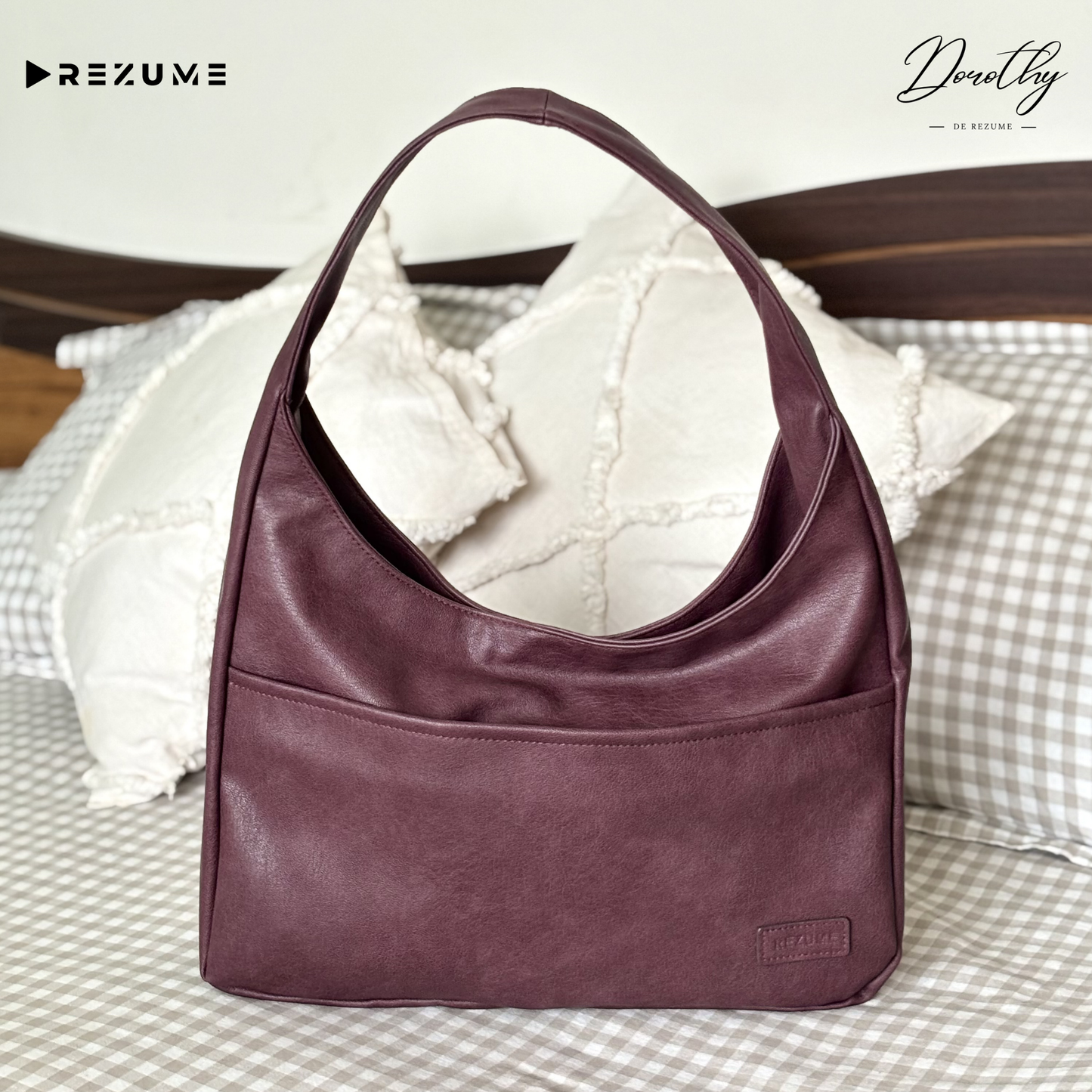 Retro Casual PU Leather Commuter Shoulder Bag - Burgandy