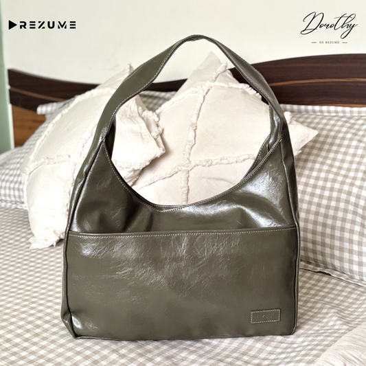 Retro Casual PU Leather Commuter Shoulder Bag - Olive