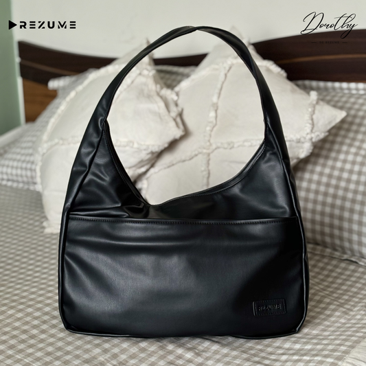 Retro Casual PU Leather Commuter Shoulder Bag - Black