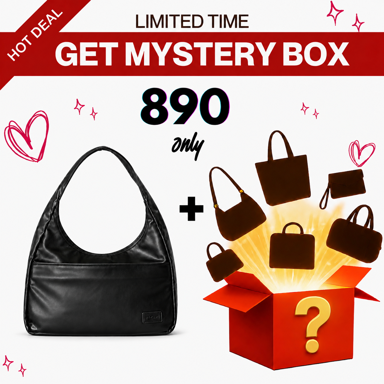 Retro Shoulder Bag - Black + Mystery Box
