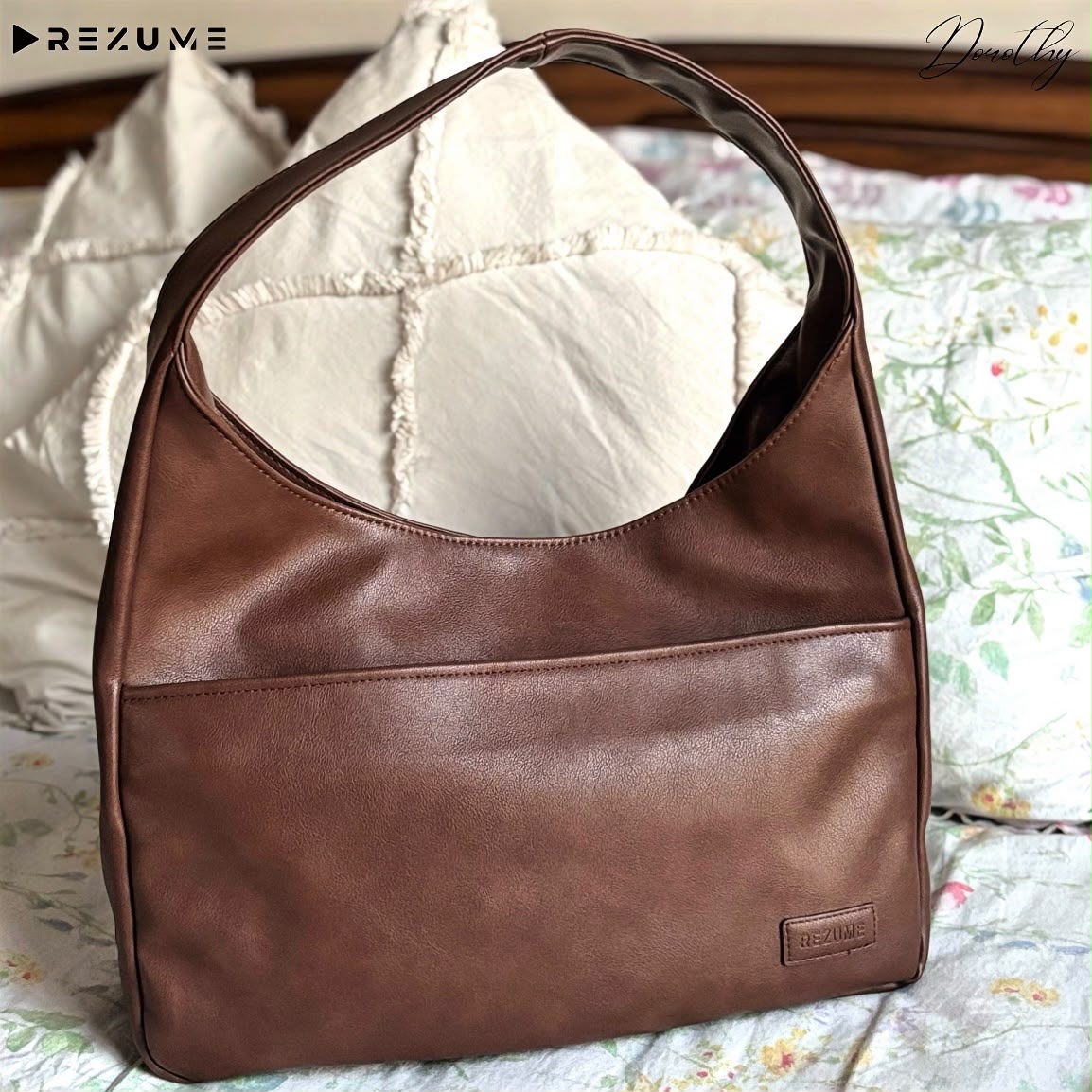 Retro Casual PU Leather Commuter Shoulder Bag - Mocha Brown