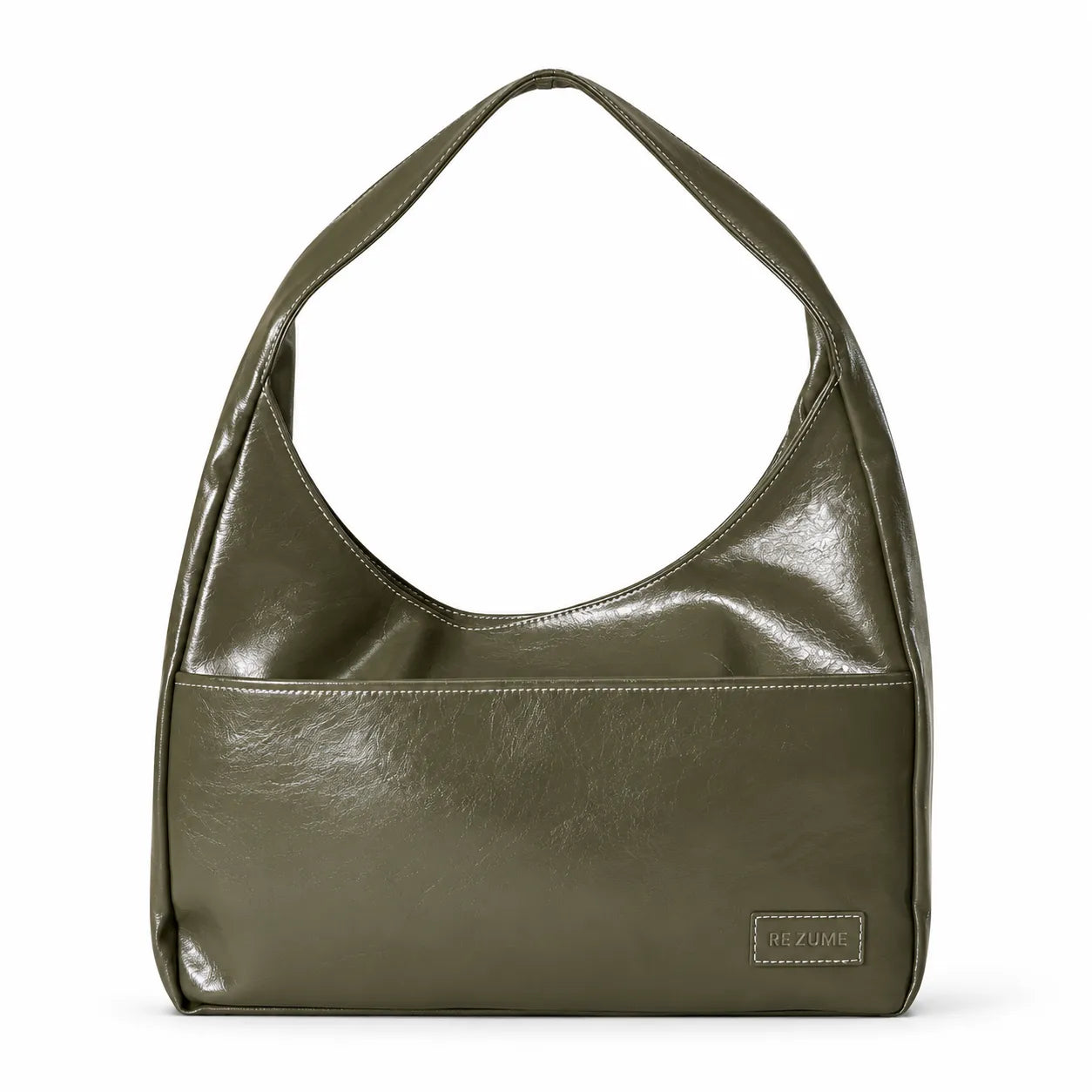 Retro Casual PU Leather Commuter Shoulder Bag - Olive