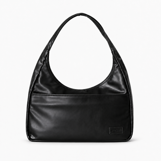 Retro Casual PU Leather Commuter Shoulder Bag - Black