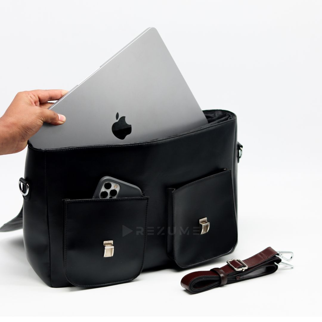 Budget Boss Executive Bag -Black with Maroon staps