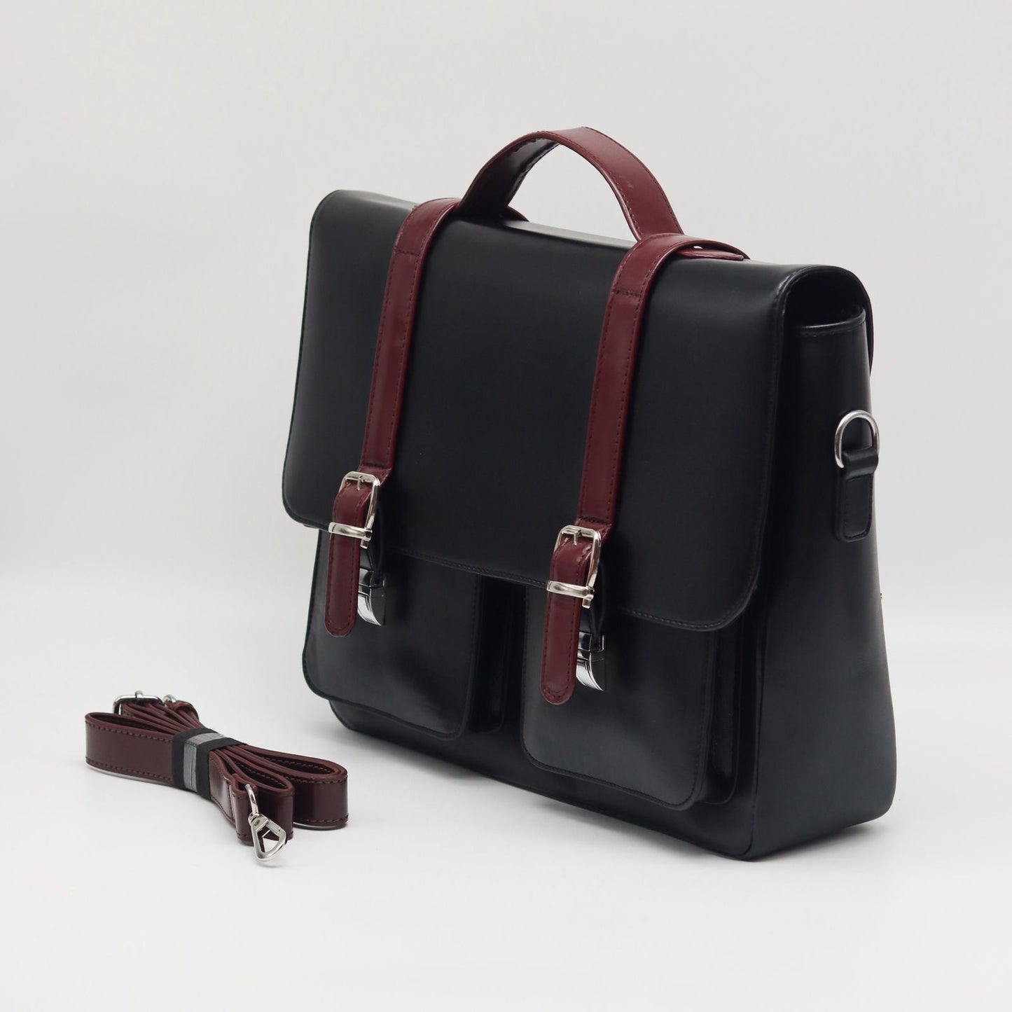 Budget Boss Executive Bag -Black with Maroon staps