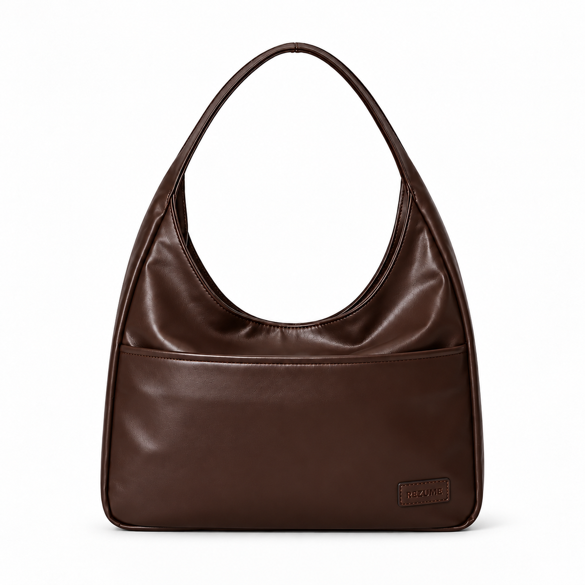 Retro Casual PU Leather Commuter Shoulder Bag -glossy Chocolate