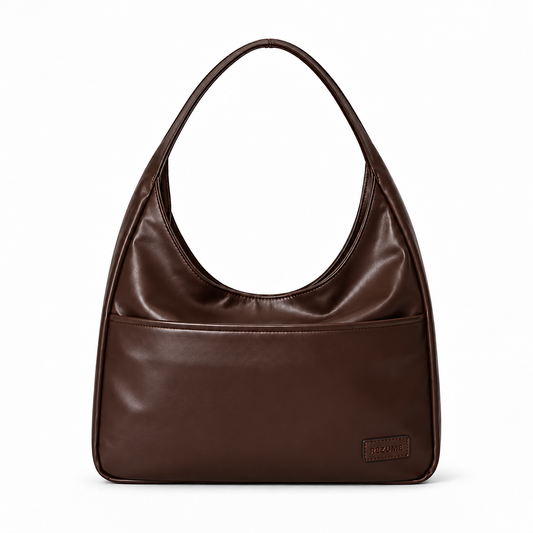 Retro Casual PU Leather Commuter Shoulder Bag -glossy Chocolate