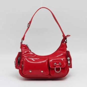Glossy shoulder bag-Red